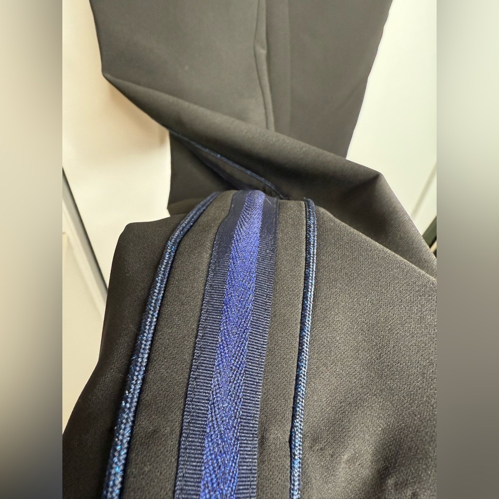 Lauren Vidal - Straight leg casual athleisure pants- black with blue stripe XS - Picture 4 of 9